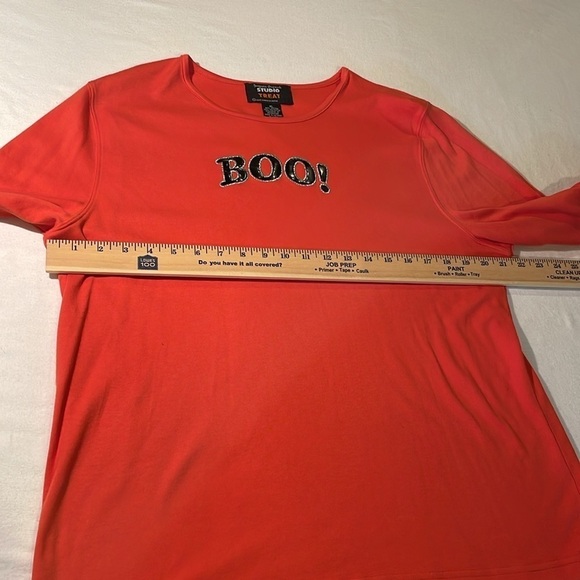 NWT Halloween 🎃 Boo! Ladies Shirt, XL, Orange, Cotton/Poly, Ghost Boo - black - Picture 11 of 15